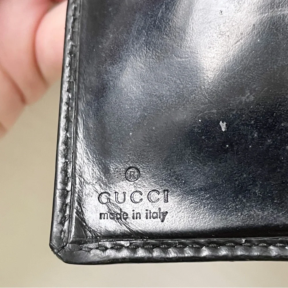 Gucci black distressed leather G logo Tom Ford era compact wallet - Picture 8 of 10
